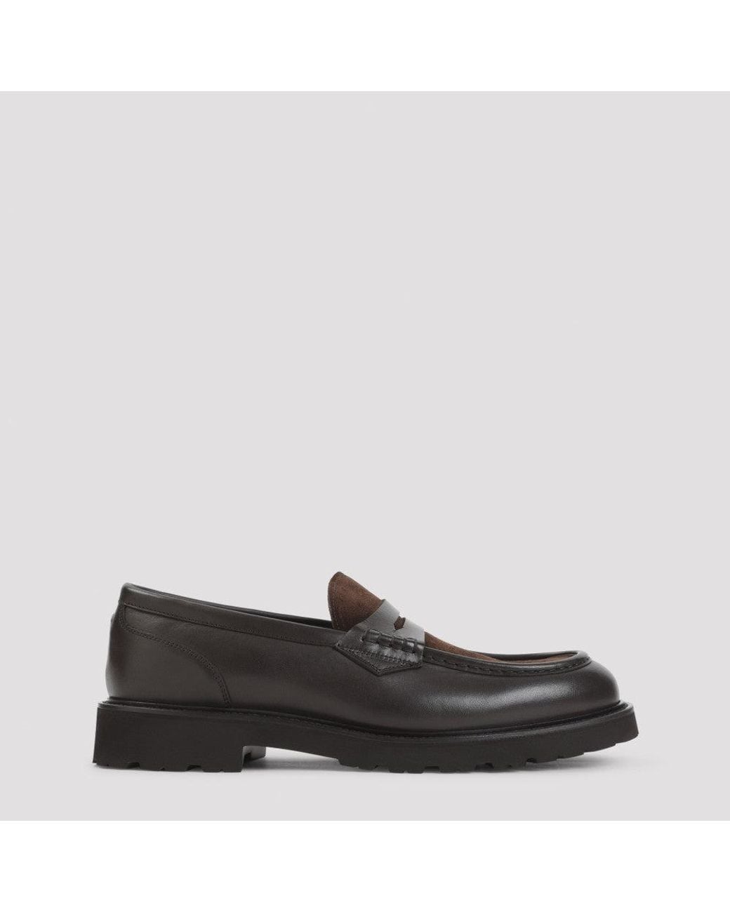 Canali Black Leather Loafers for men