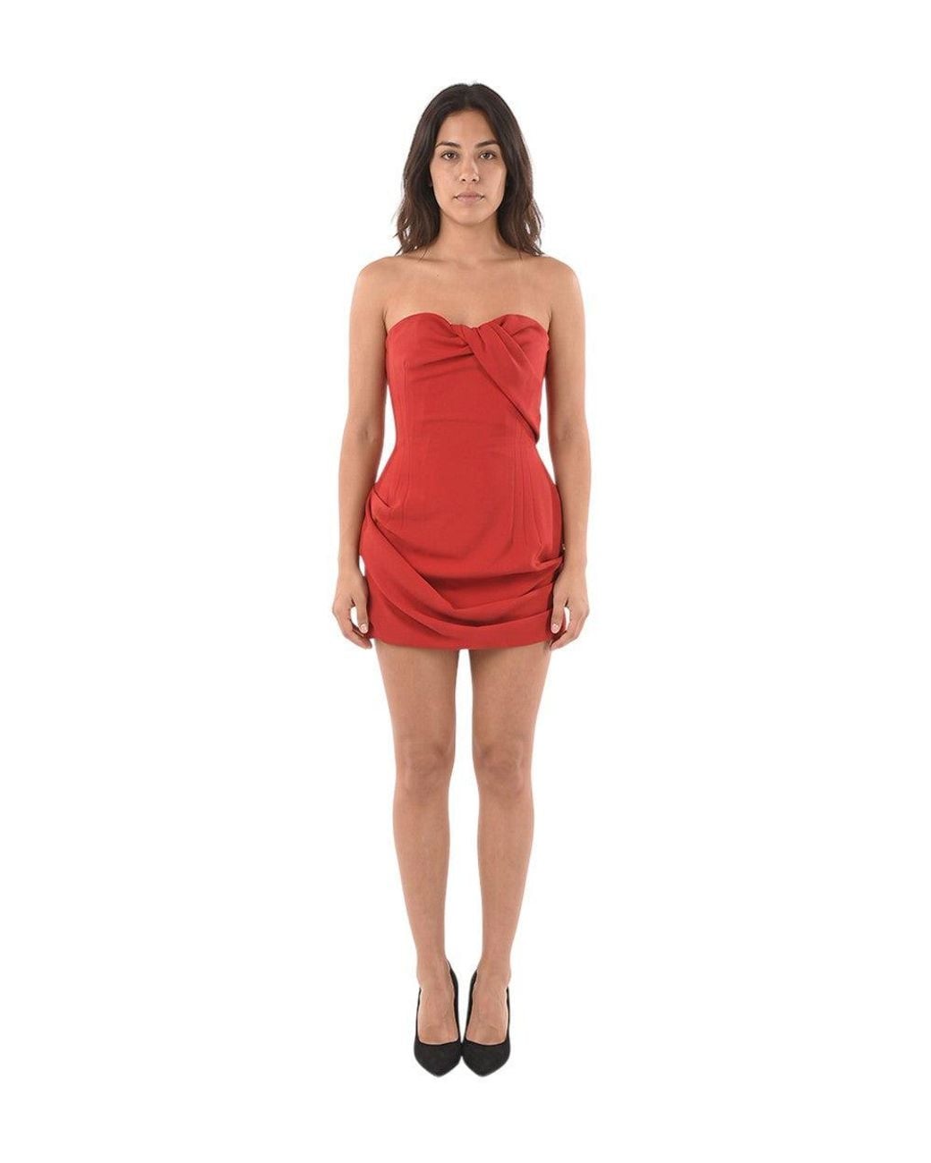 Magda Butrym Red Strapless Mini Dress