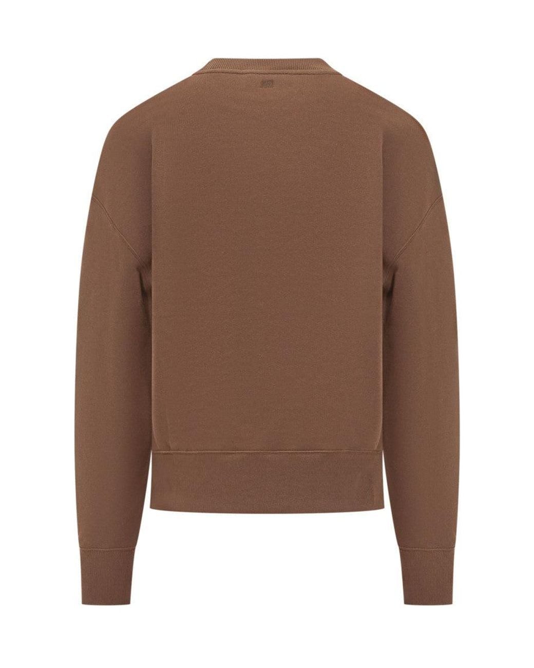 AMI Brown Crew Neck Sweatshirt for men