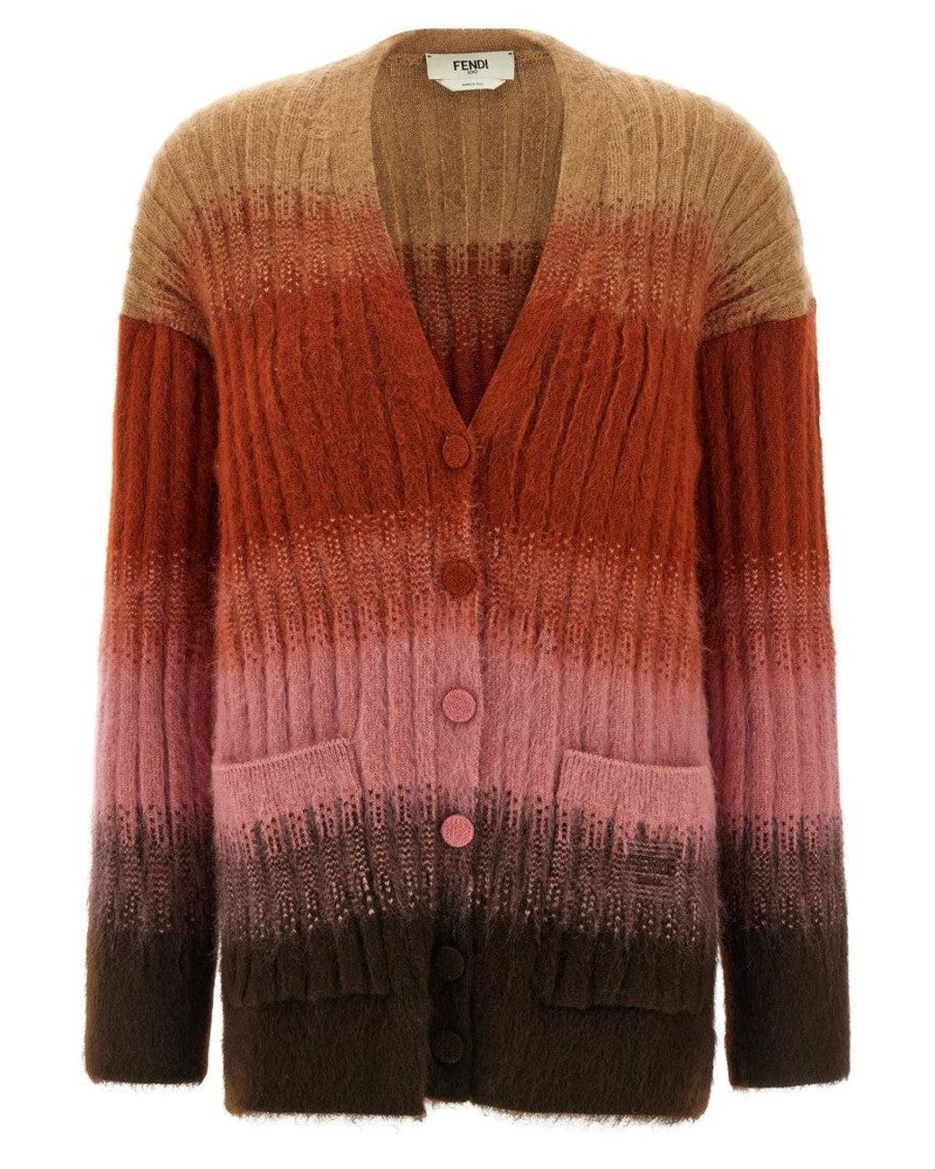 Fendi Red Vanise Knit Cardigan