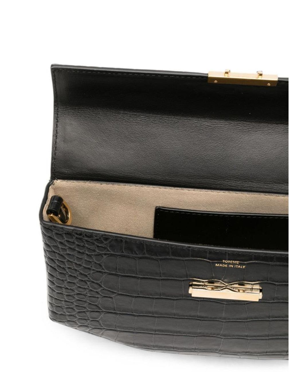 Totême Black Clip Leather Shoulder Bag