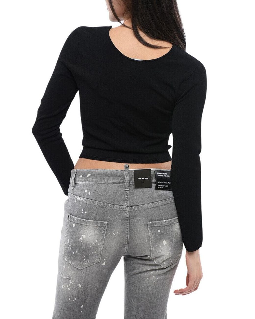 DSquared² Black Embellished Cut Out Top