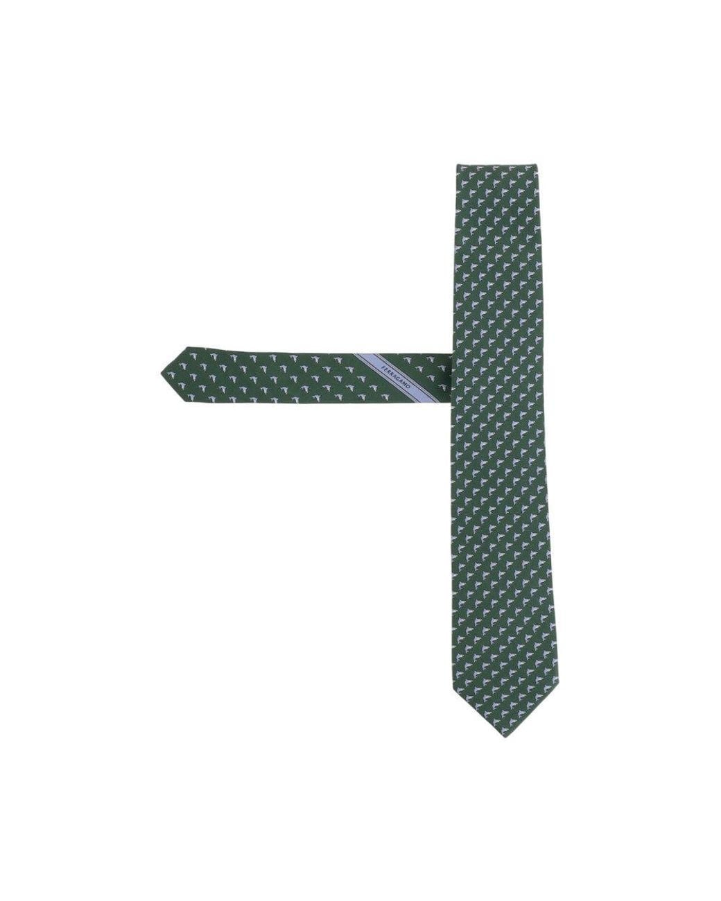 Ferragamo Green Animal Print Tie for men