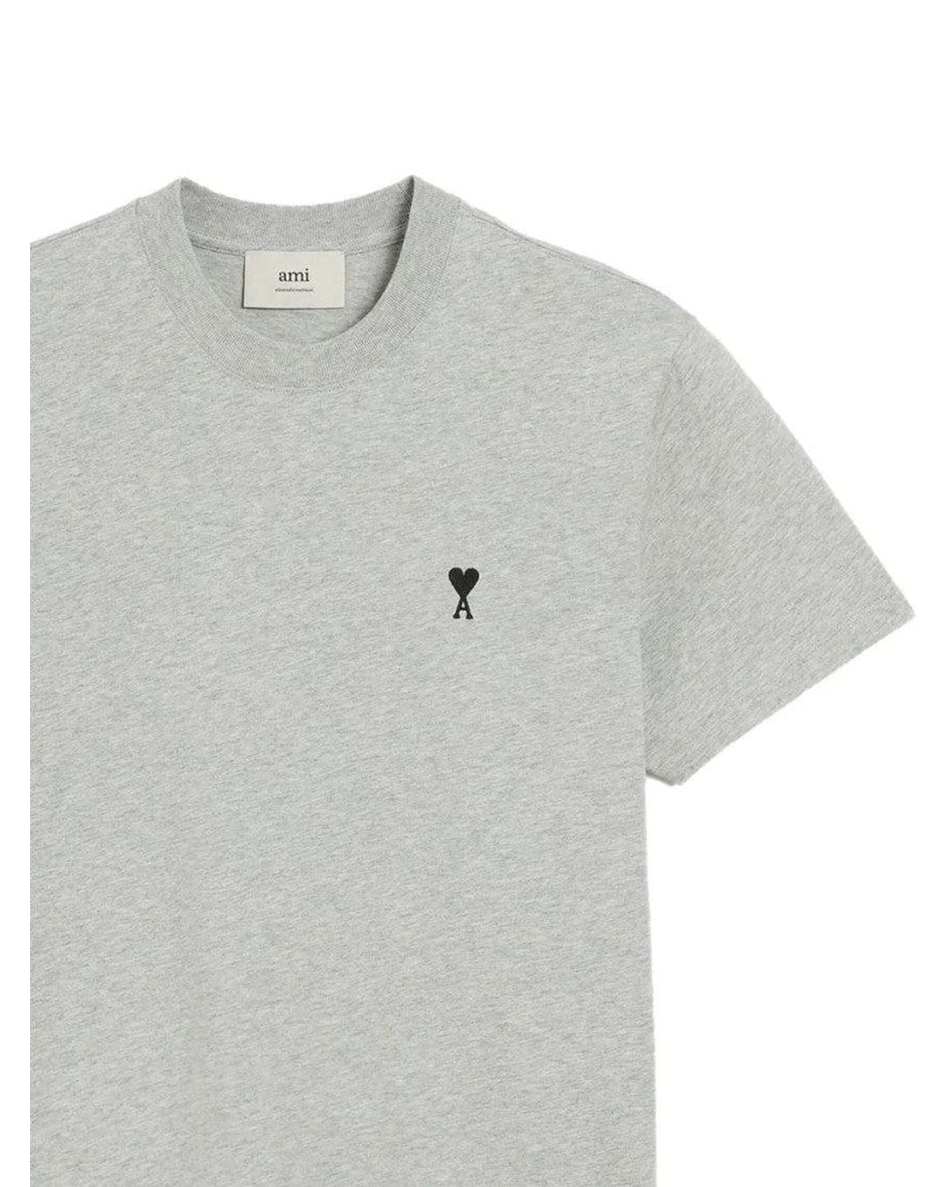 AMI Gray Solid Logo T-Shirt for men