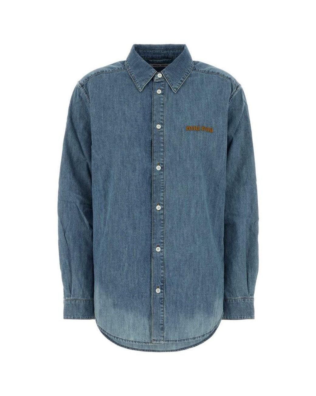Miu Miu Blue Denim Regular Solid Shirt