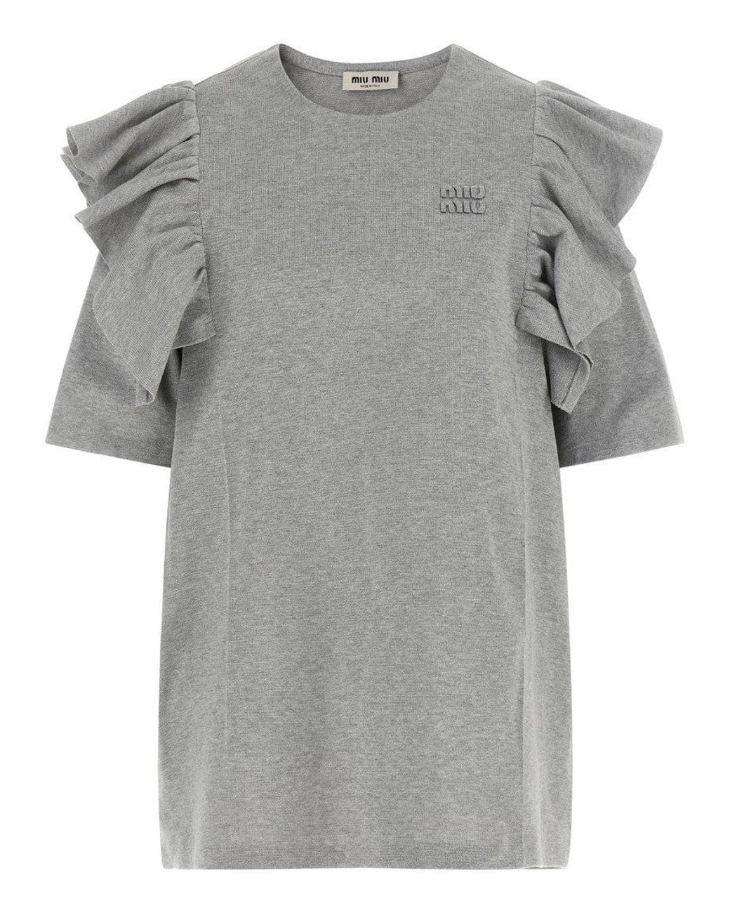 Miu Miu Gray Crew Neck Mini Dress