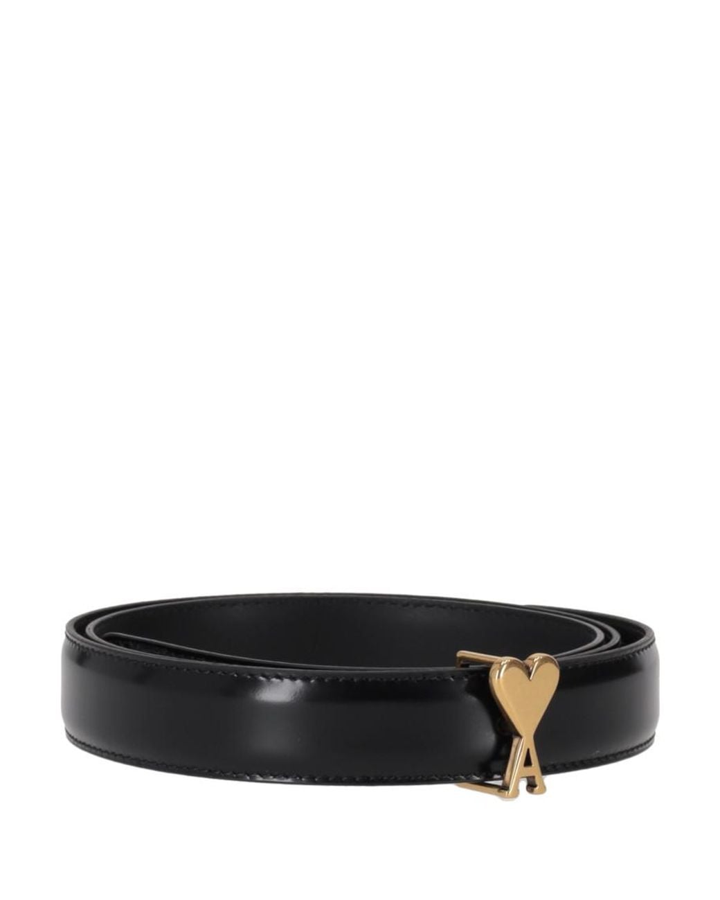 AMI Black Solid Logo Buckle Belt
