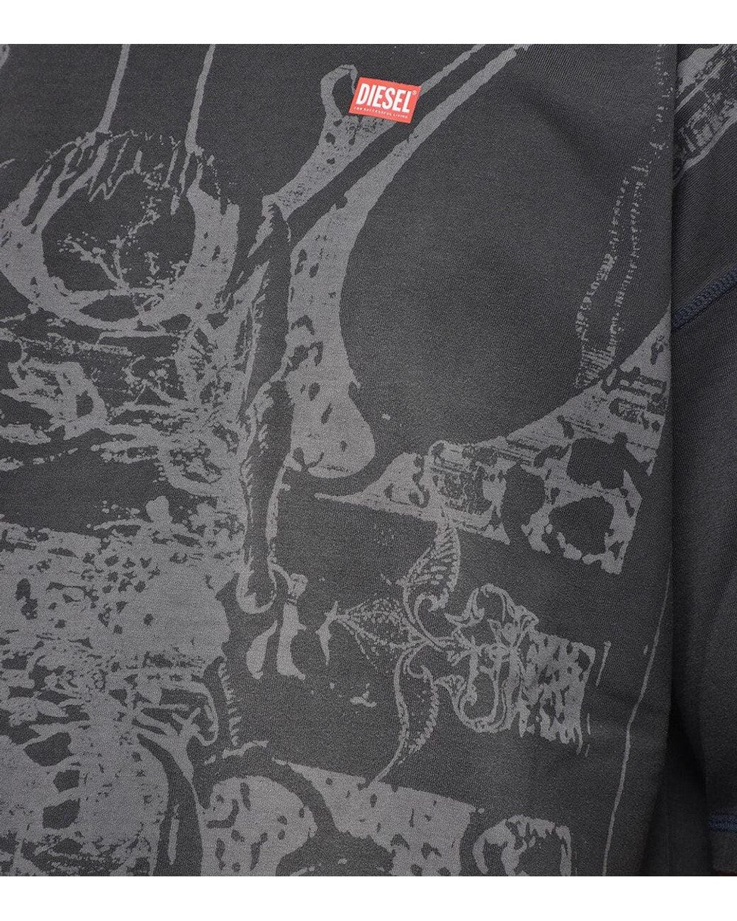DIESEL Gray Relaxed Printed T-Shirt for men