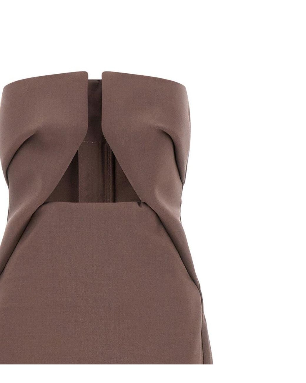Rick Owens Brown Strapless Full Length Dress