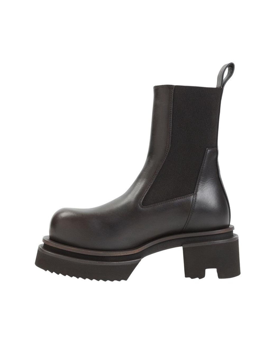 Rick Owens Black Leather Beatle Boots