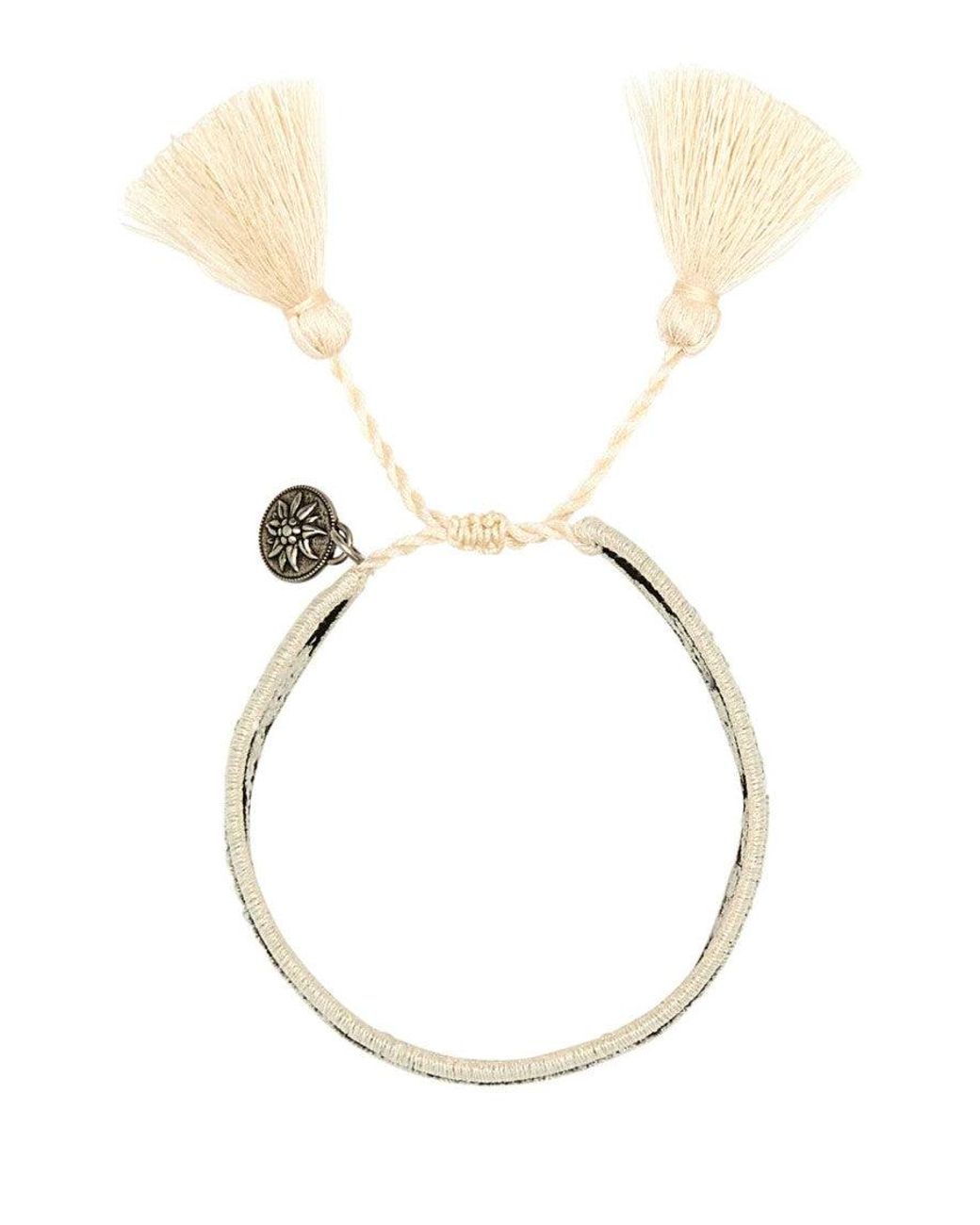 Prada White Two-Tone Suede And Fabric Bracelet