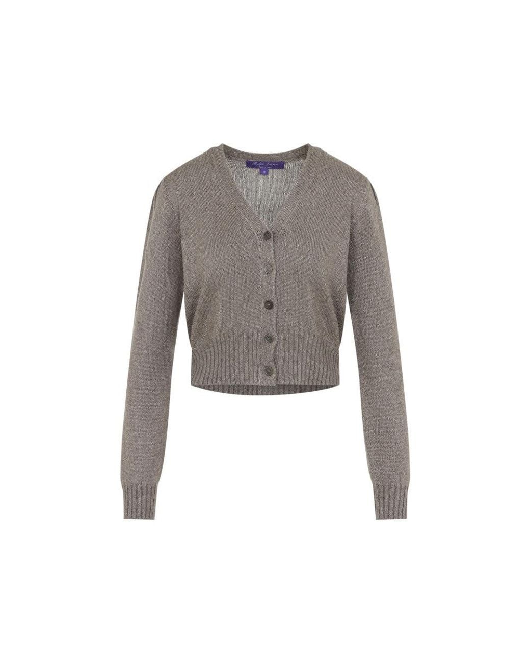 Ralph Lauren Gray Solid V Neck Cardigan