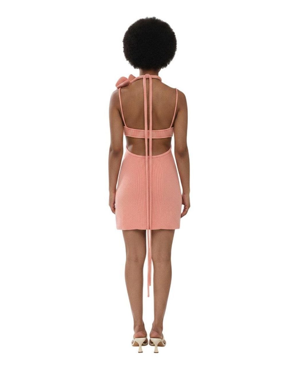 Off-White c/o Virgil Abloh Pink Halter Neck Mini Dress
