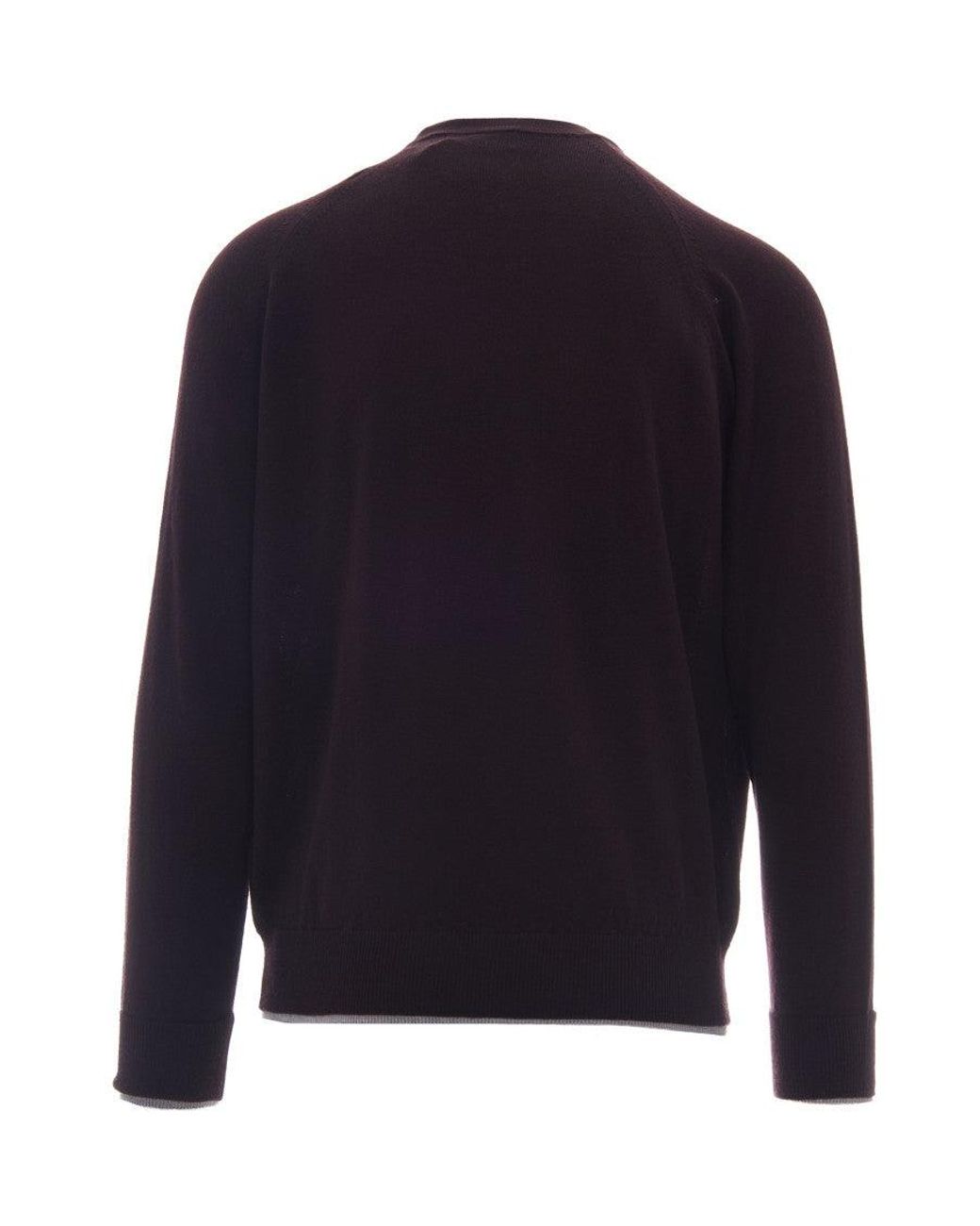 Eleventy Blue Burgundy Wool Sweater With Contrasting Double-Layered Details for men