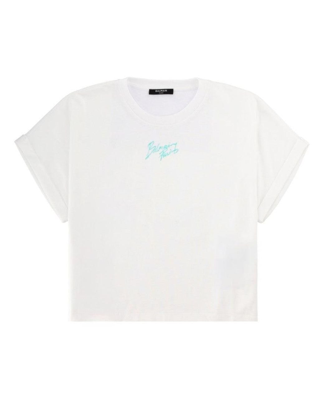 Balmain White Logo Crew Neck T-Shirt