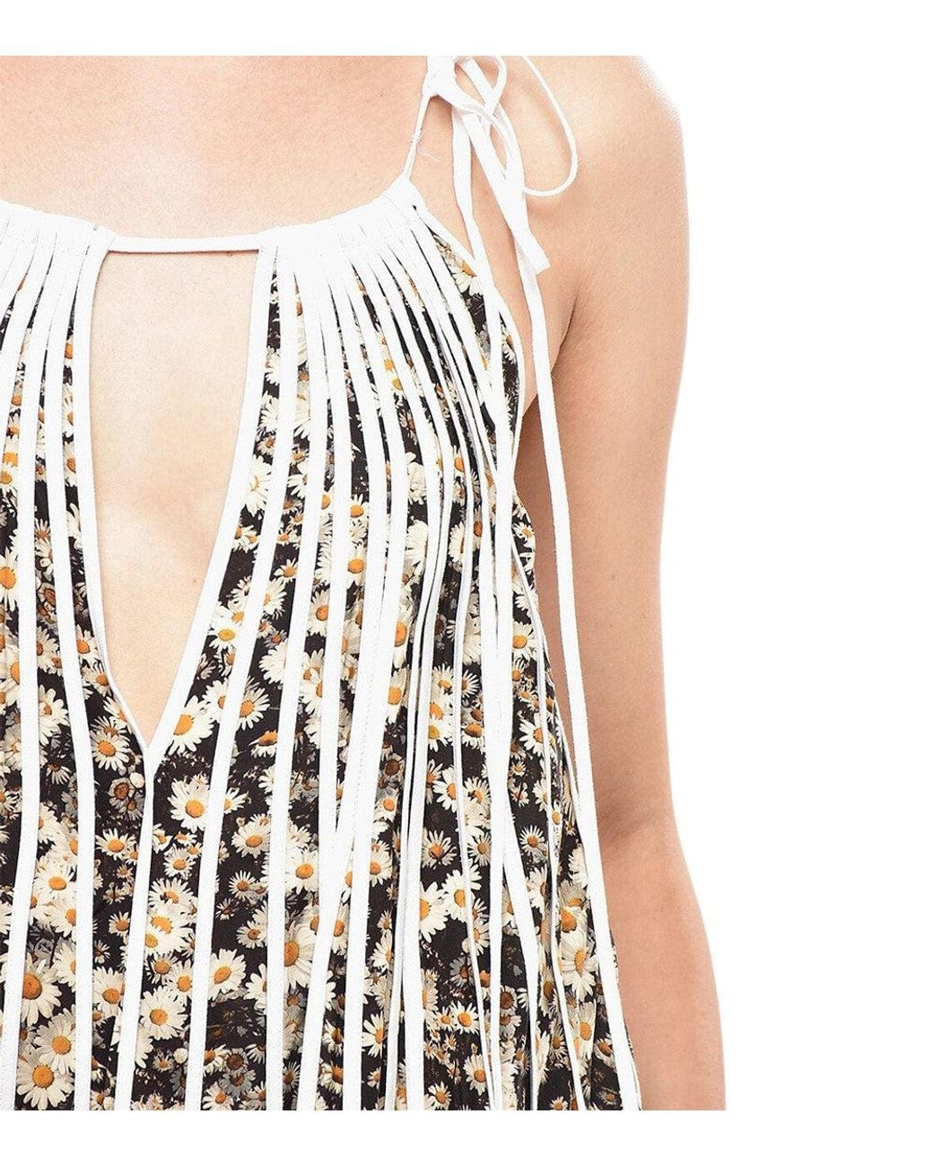 Stella McCartney Blackwhite Floral Halter Neck Mini Dress