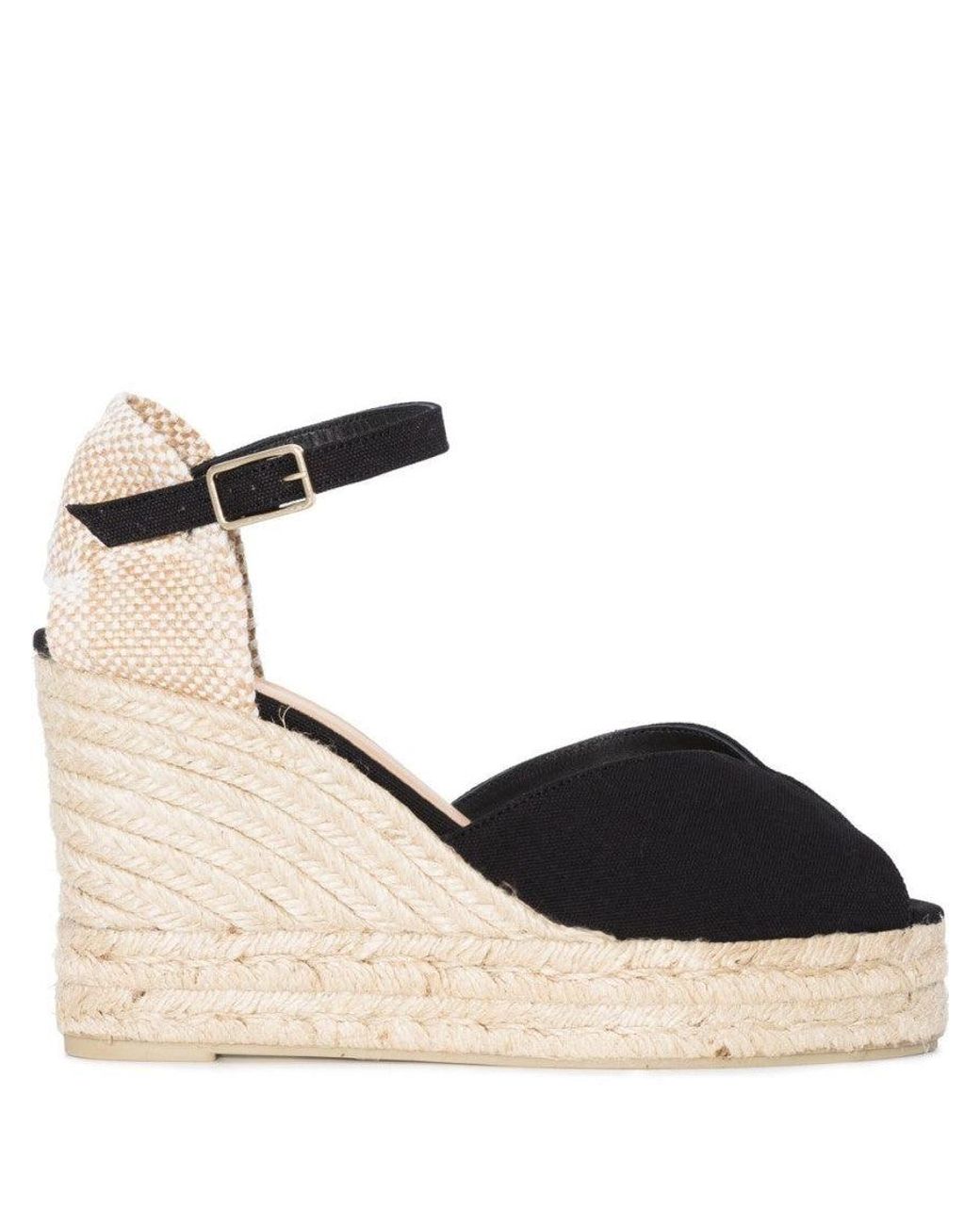 Castaner Black Bianca Wedge Heel Espadrilles