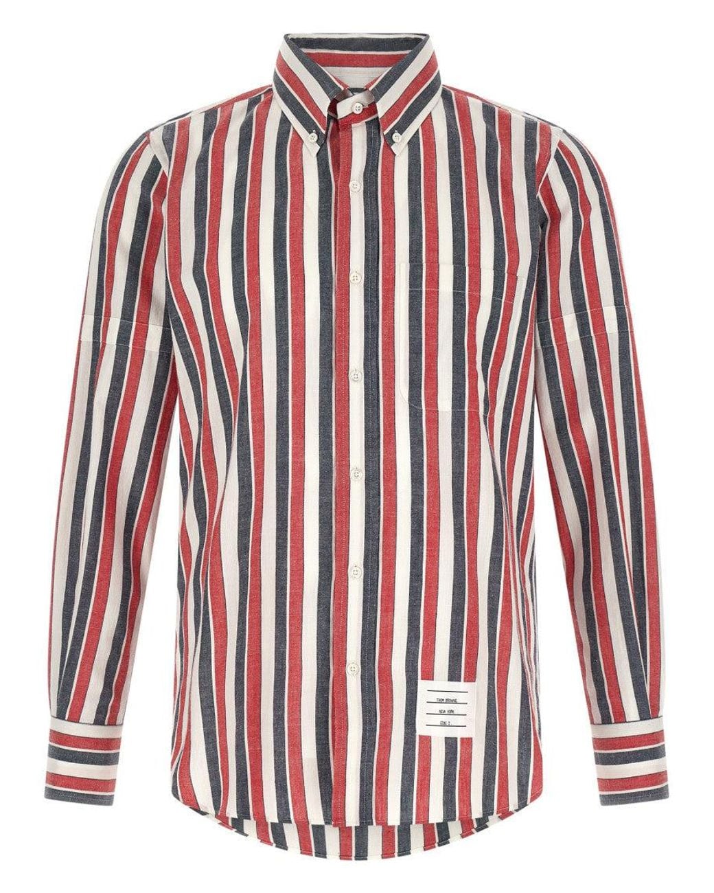 Thom Browne Red Striped Madras Cotton Shirt for men