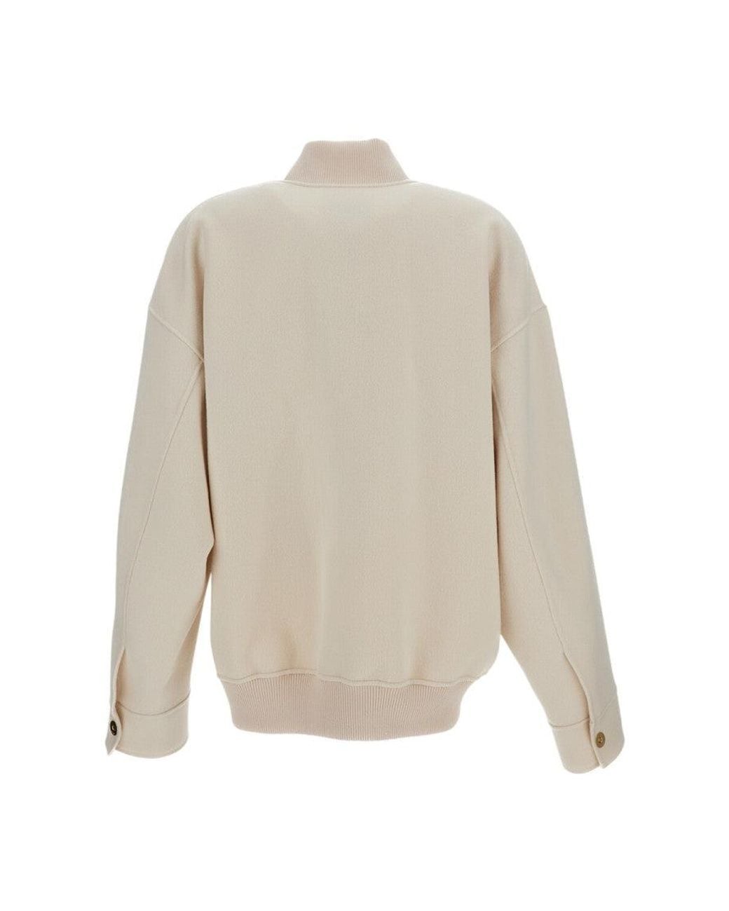 Sportmax Natural Off Solid Mock Collar Jacket