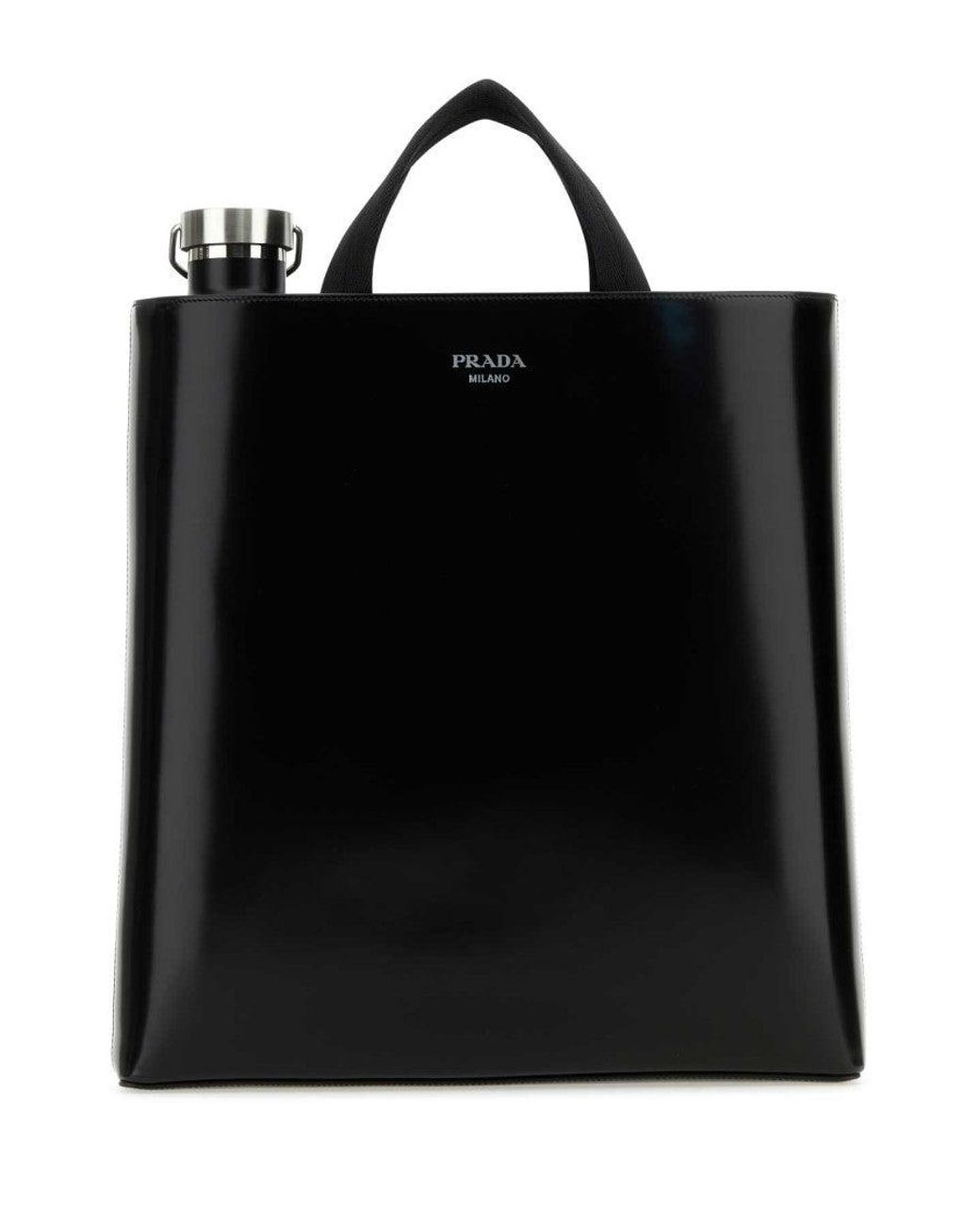 Prada Black Leather Tote Bag for men