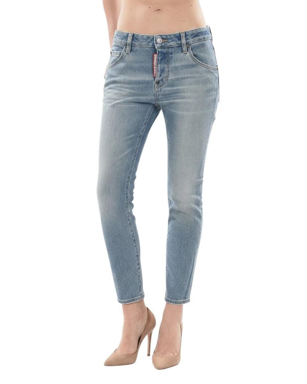 DSquared² Blue Skinny Mid Rise Jeans