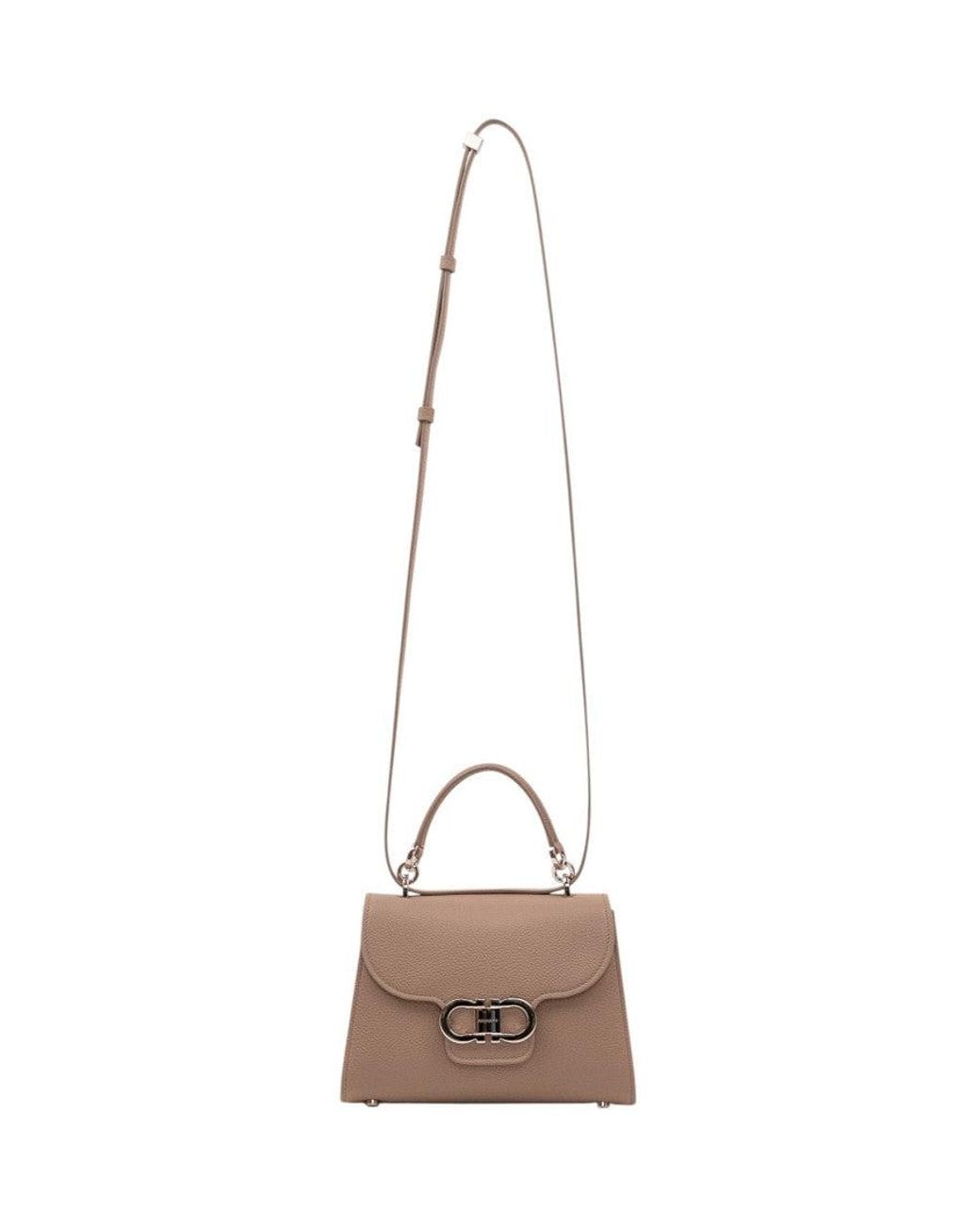Ferragamo Brown Taupe Gancini Xs Satchel