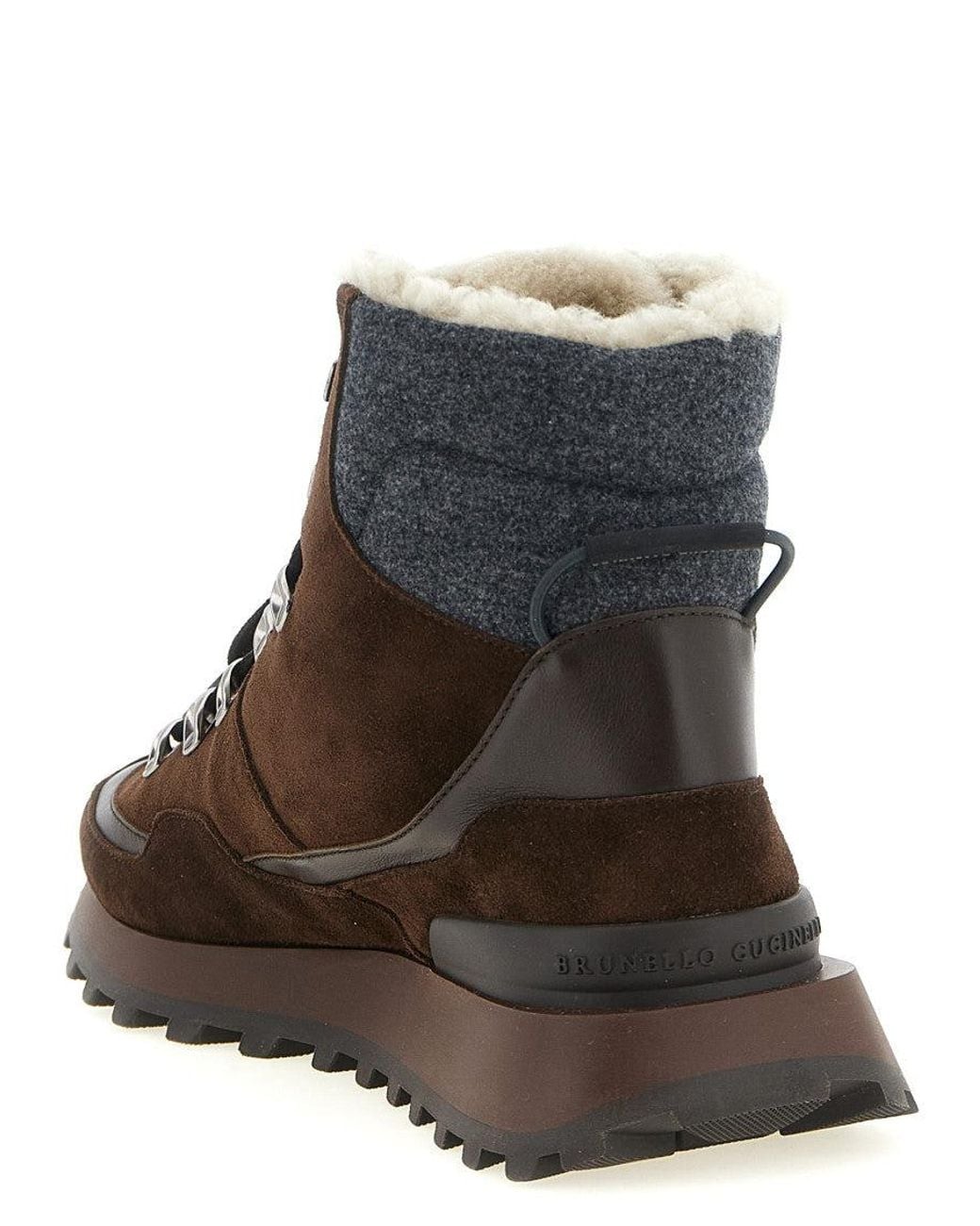 Brunello Cucinelli Brown Lace-Up Ankle Boots