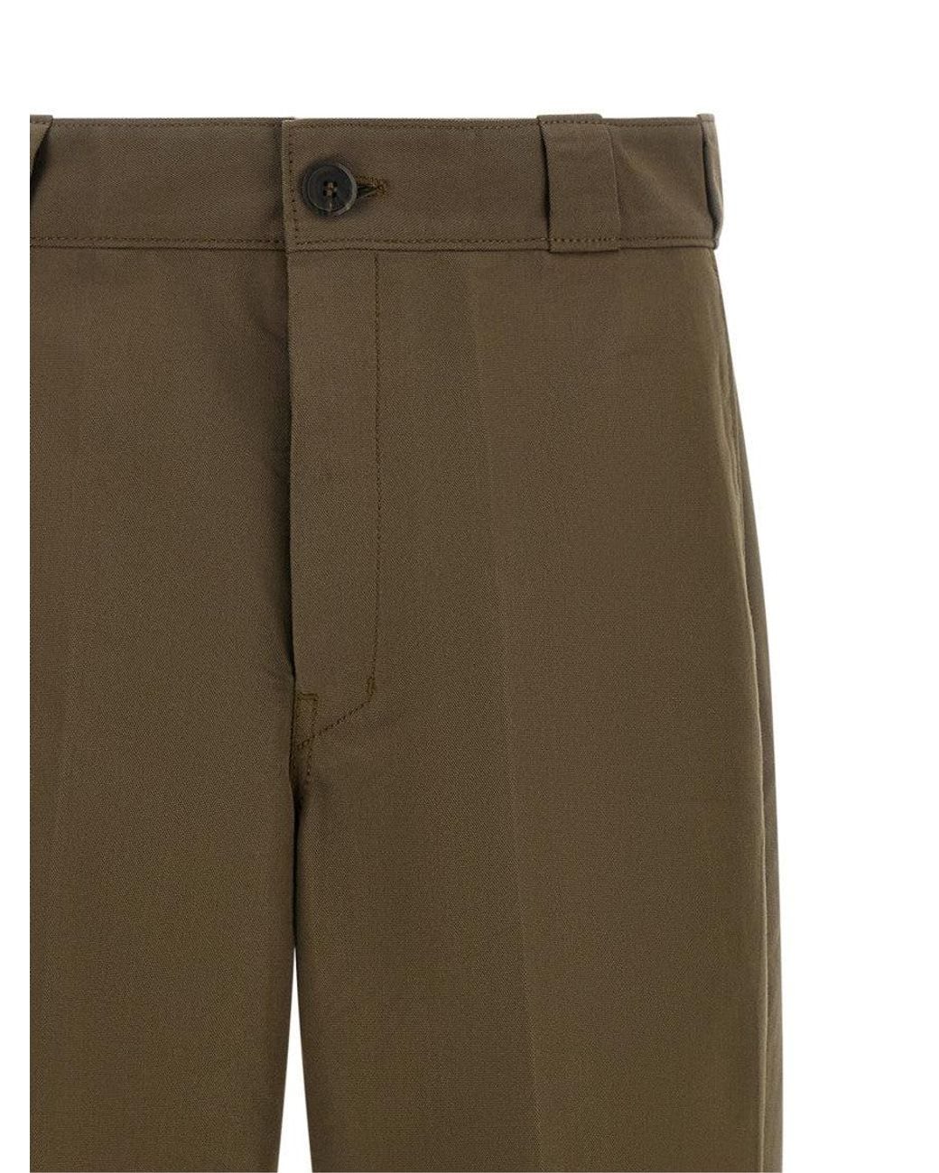 Prada Green Tailored Flat Front Pants for men