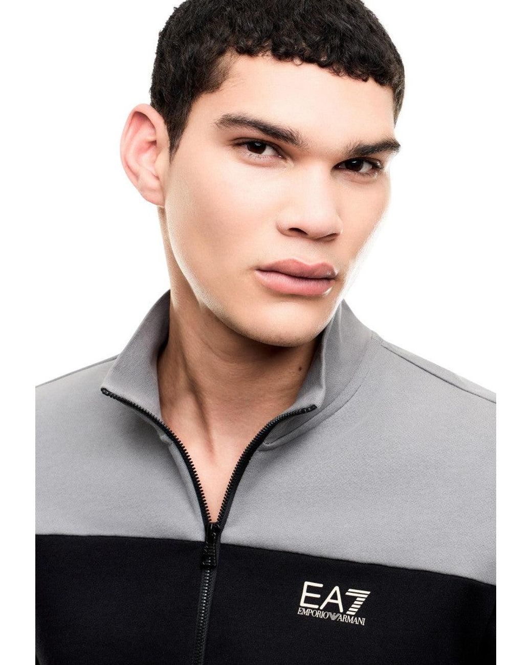 EA7 Black Color Block Tracksuit for men