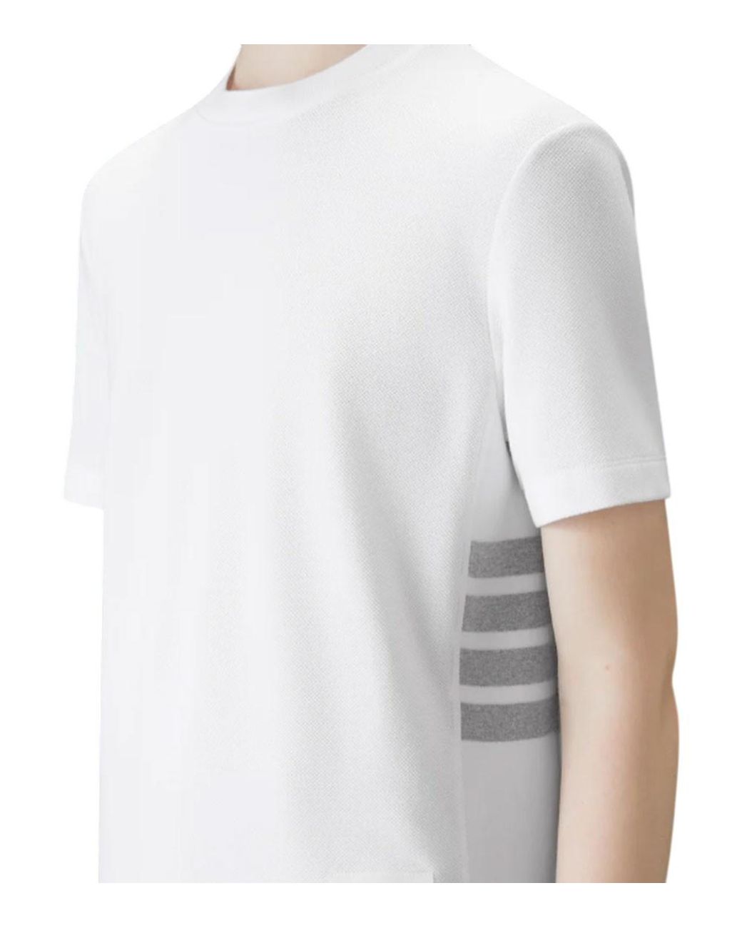 Thom Browne White Solid Crew Neck T-Shirt