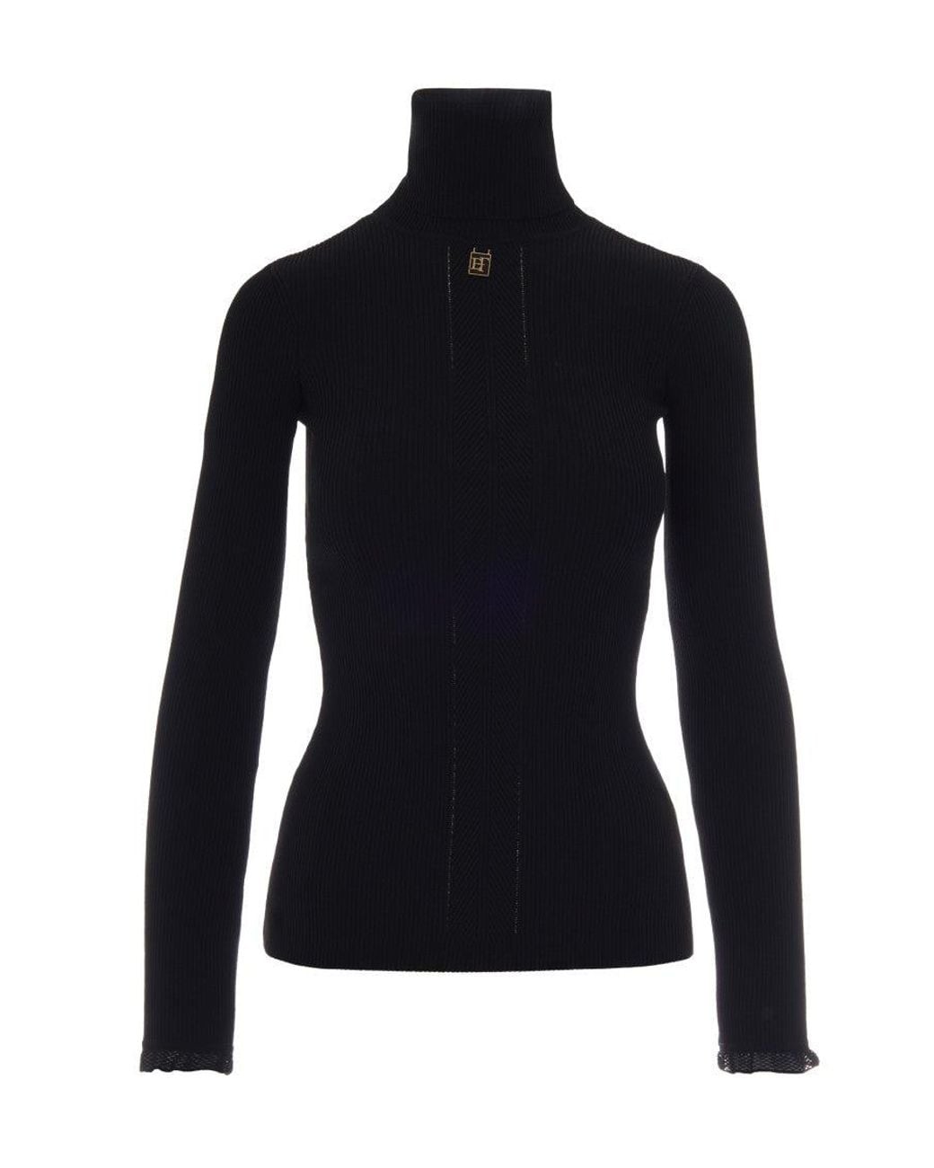 Elisabetta Franchi Black Knitted Turtle Neck Sweater