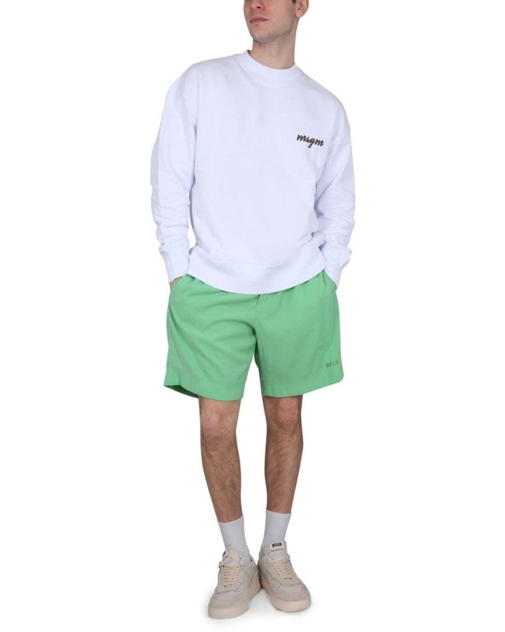 MSGM White Crew Neck Sweatshirt for men