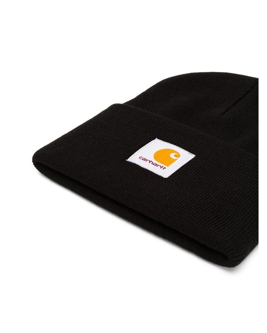 Carhartt Black Logo Beanie Hat for men