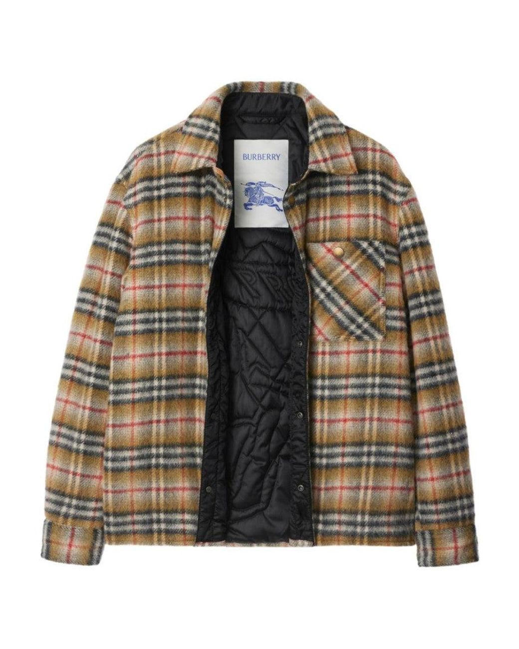 Burberry Brown Check Wool Overshirt for men