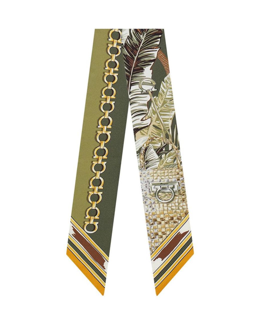Ferragamo White Animal Print Bandana Scarf