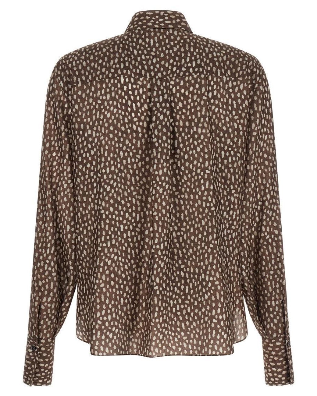 Brunello Cucinelli Brown Lavallière Collar Shirt