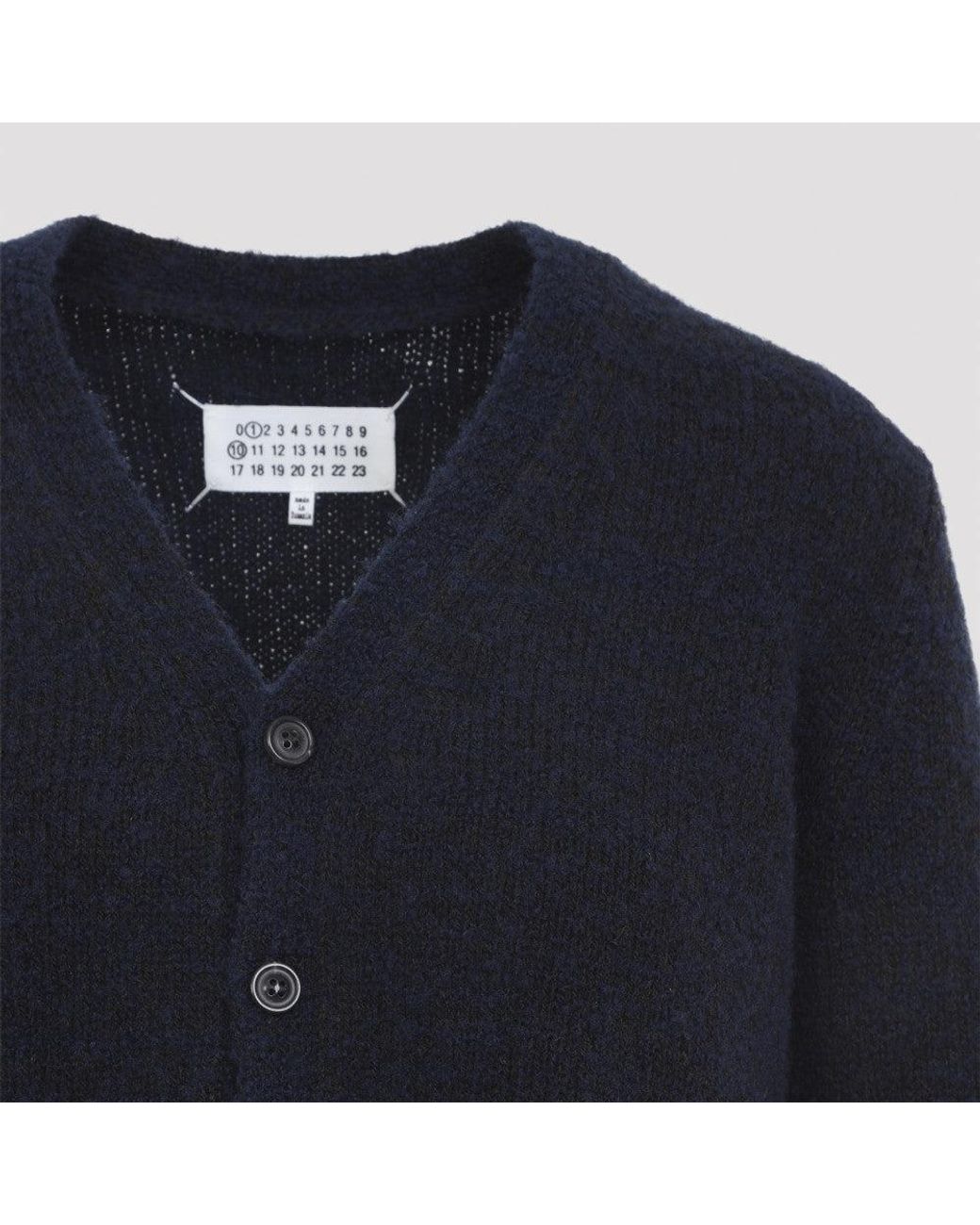 Maison Margiela Blue Virgin Wool Cardigan