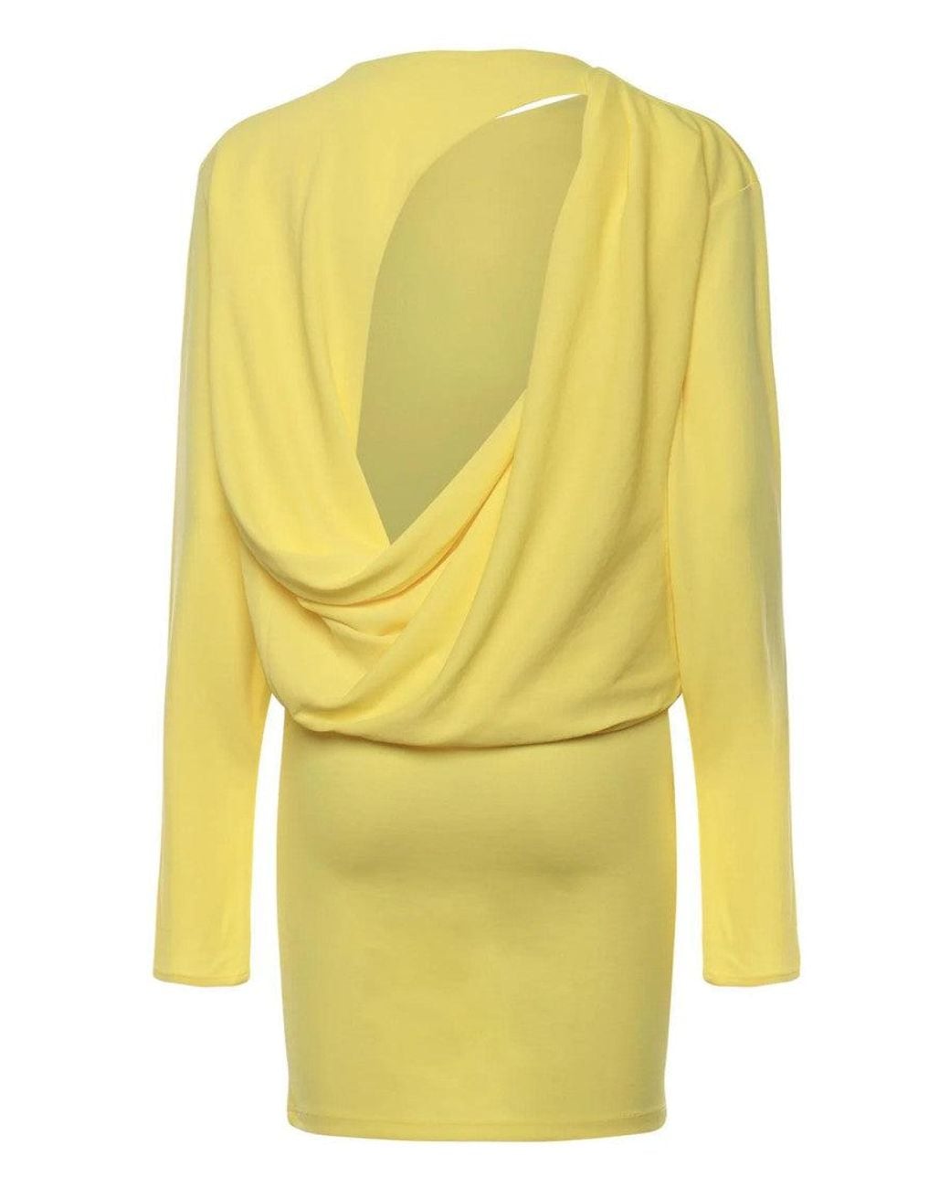Jacquemus Yellow Boat Neck Mini Dress