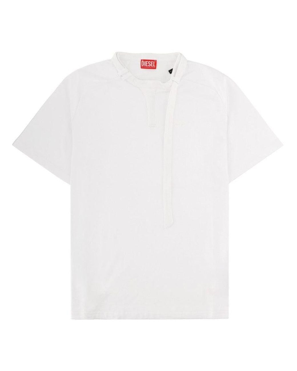 DIESEL White Solid Round Neck T-Shirt for men