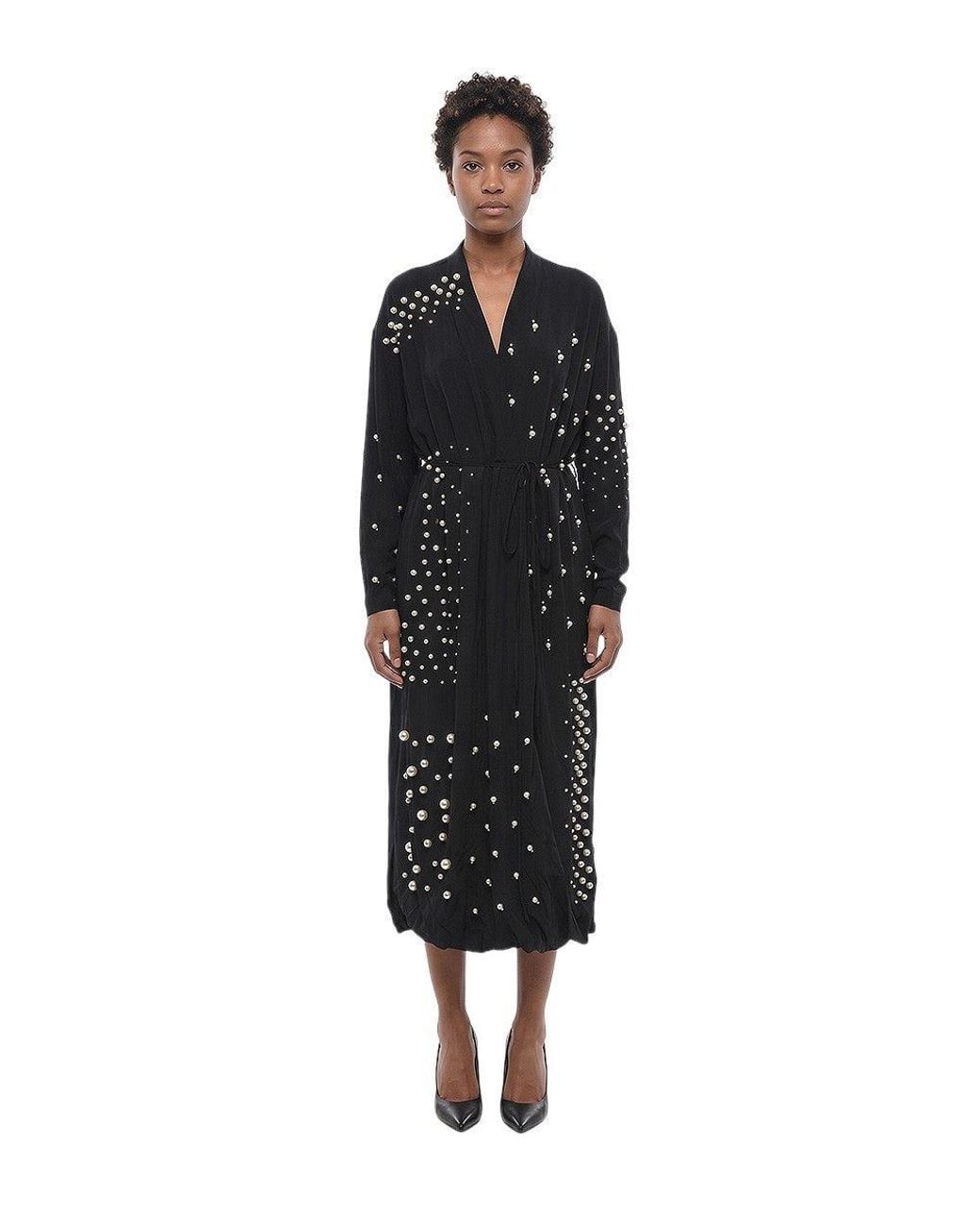 Stella McCartney Black V Neck Midi Dress