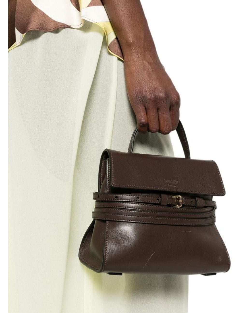 Moschino Brown Dark Tie Me Mini Satchel