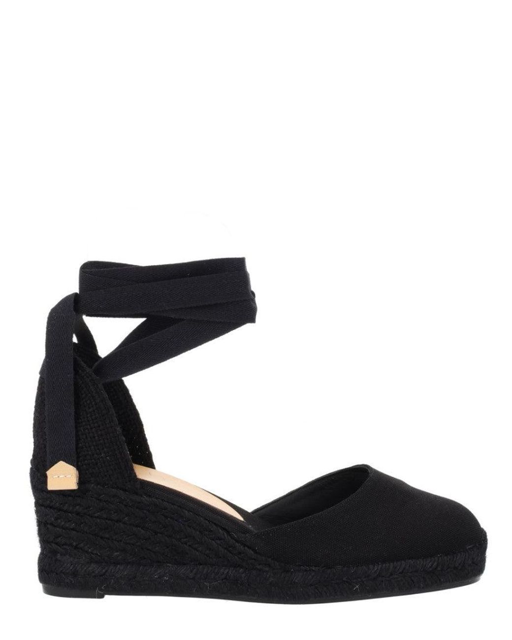 Castaner Black Lace-Up Wedges