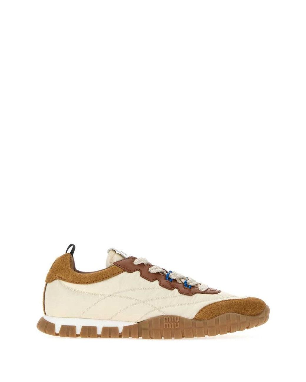 Miu Miu White Ivory Color-Block Sneakers