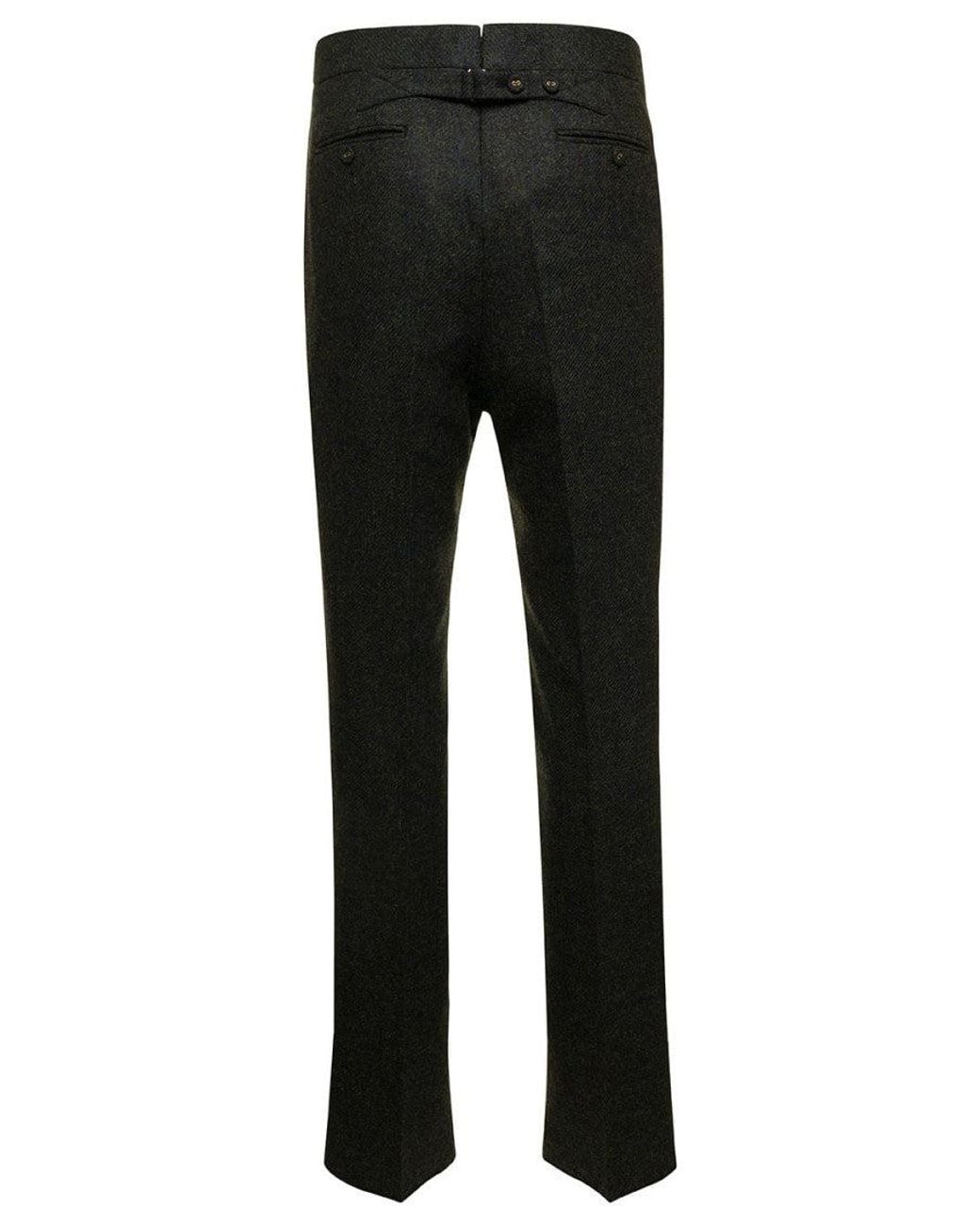 Thom Browne Black Flat Front Pants for men