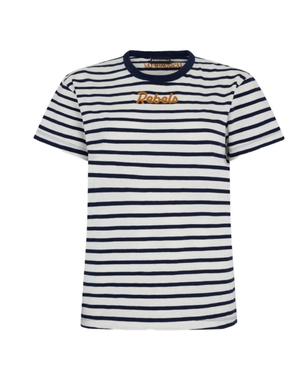 DSquared² Blue Crew Neck Stripes T-Shirt