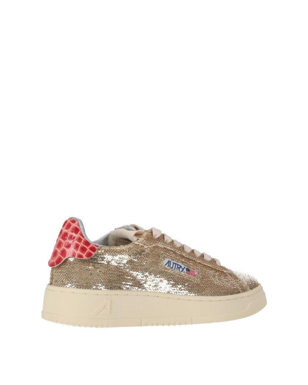 Autry Metallic Golden Lace Up Sneakers