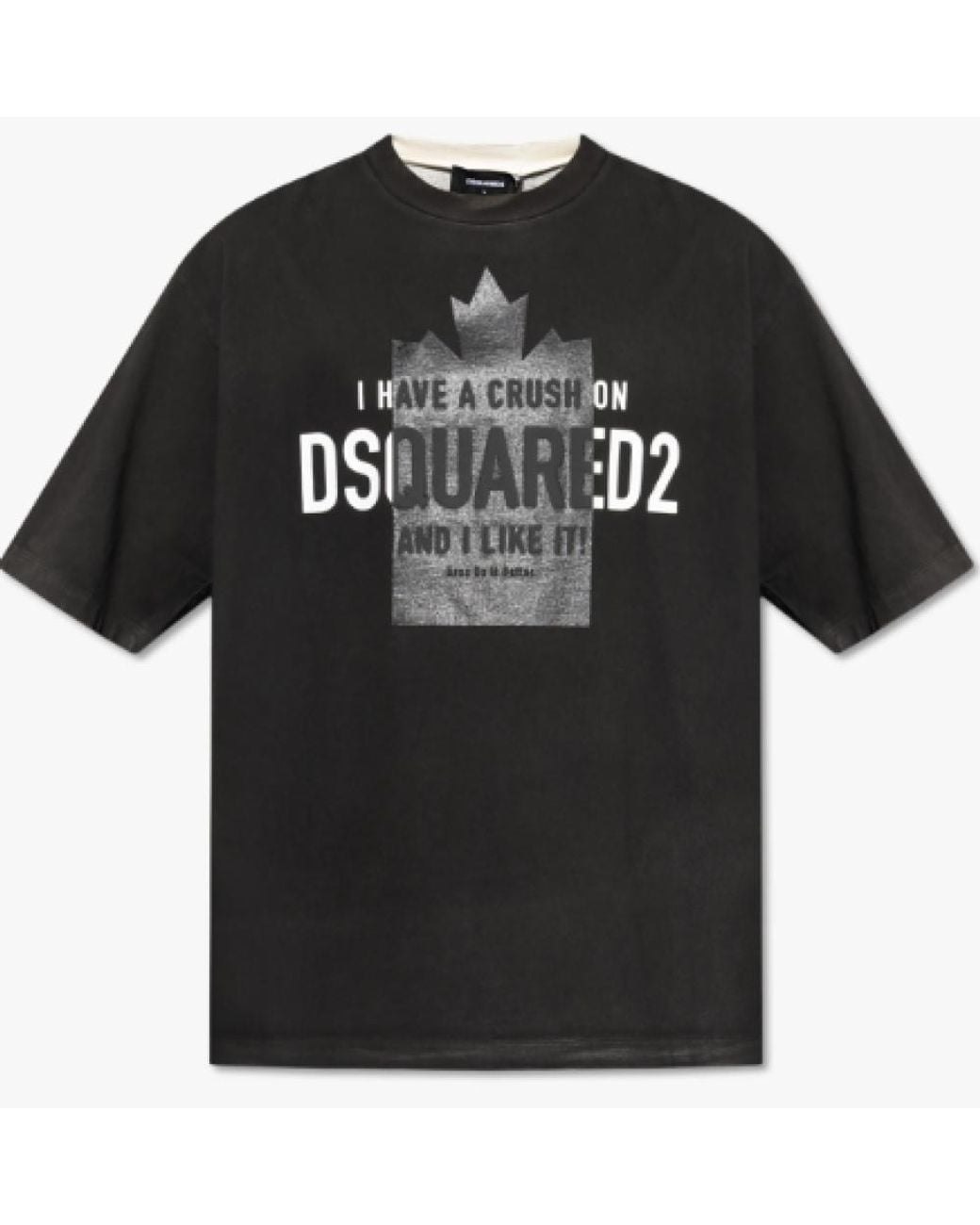 DSquared² Black Crewneck Logo Print T-Shirt for men