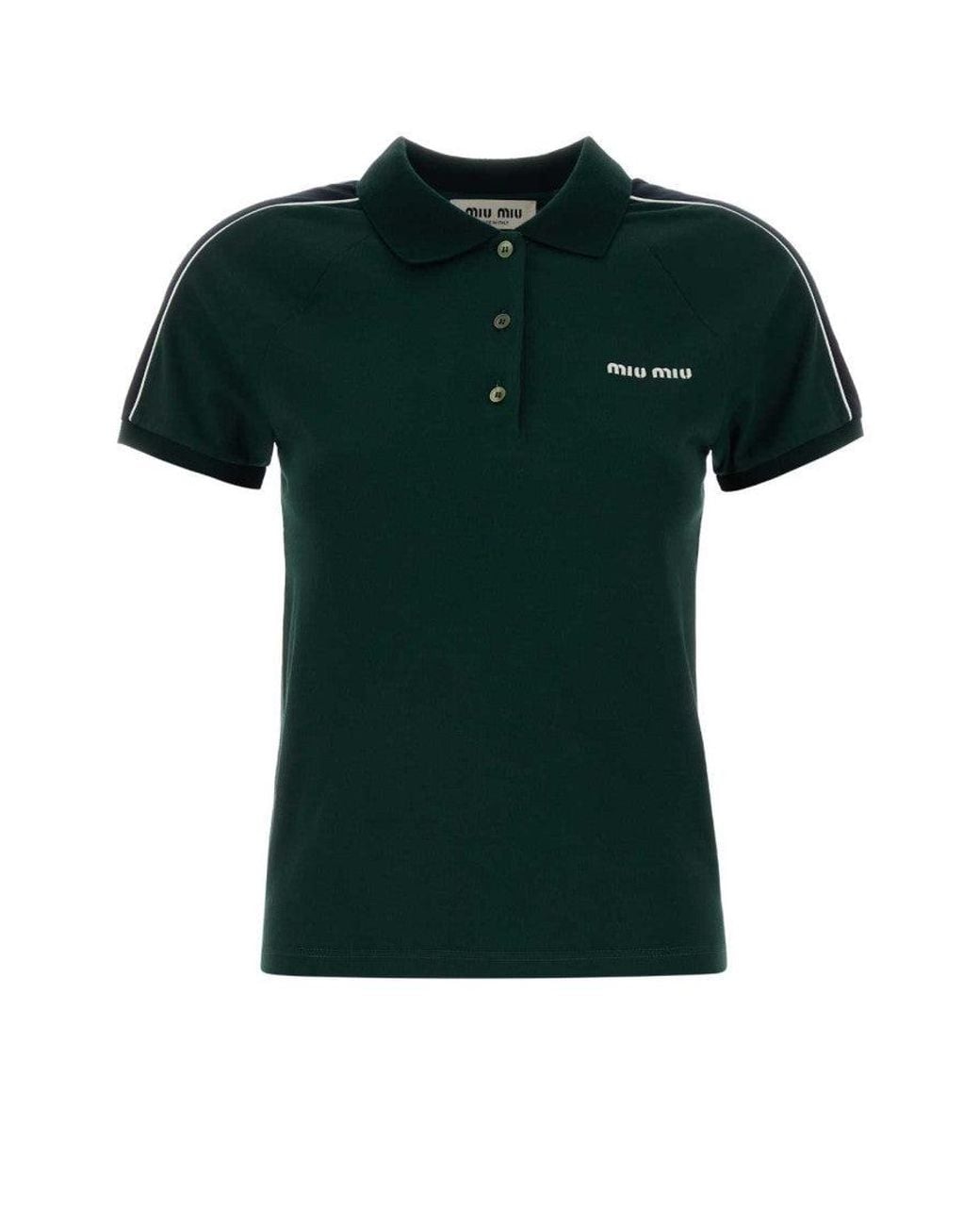 Miu Miu Green Bottle Shirt Collar Logo Polo