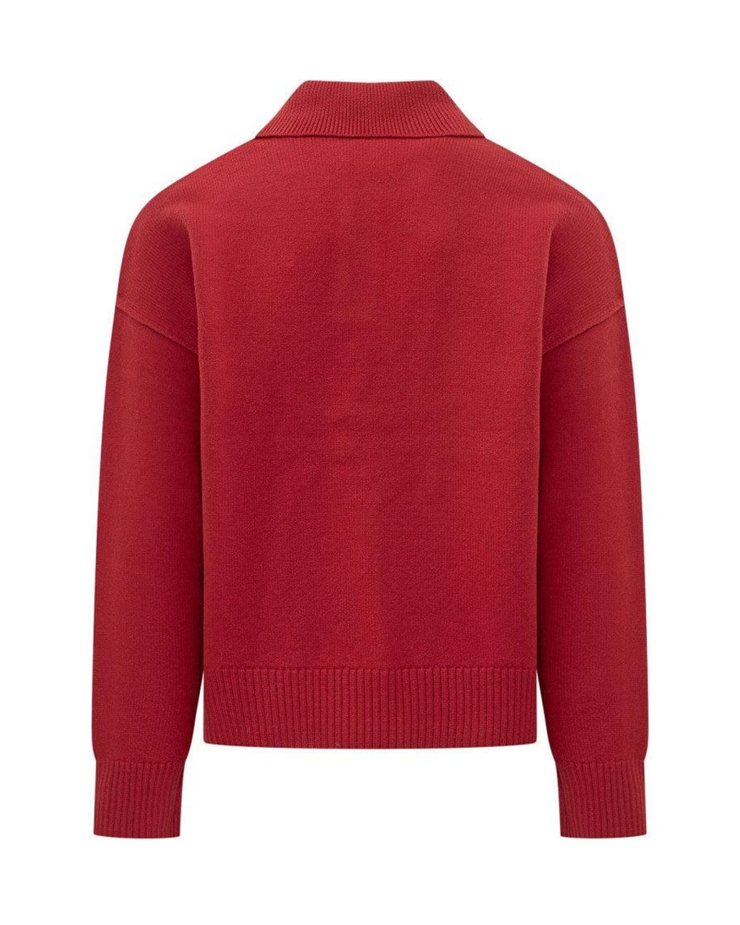 AMI Red Shirt Collar Logo Polo for men