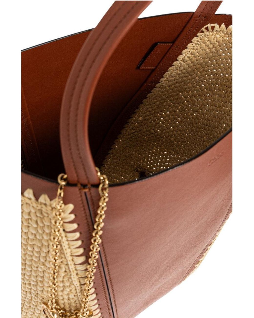 Chloé Brown Natural Spin Medium Tote